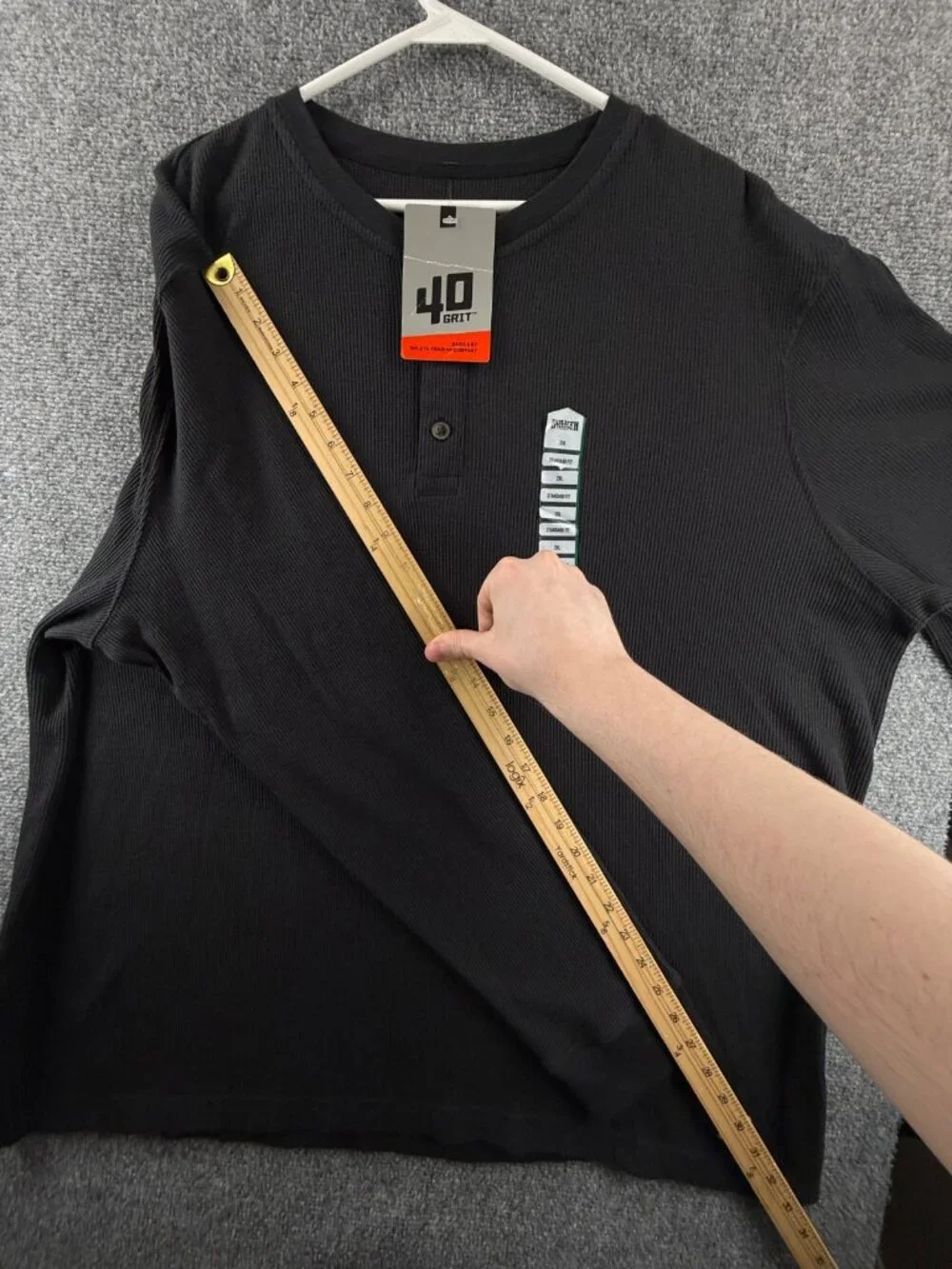 NWT 40 Grit Duluth Trading Thermal Shirt Men 2XL Black Waffle Knit Henley Adult